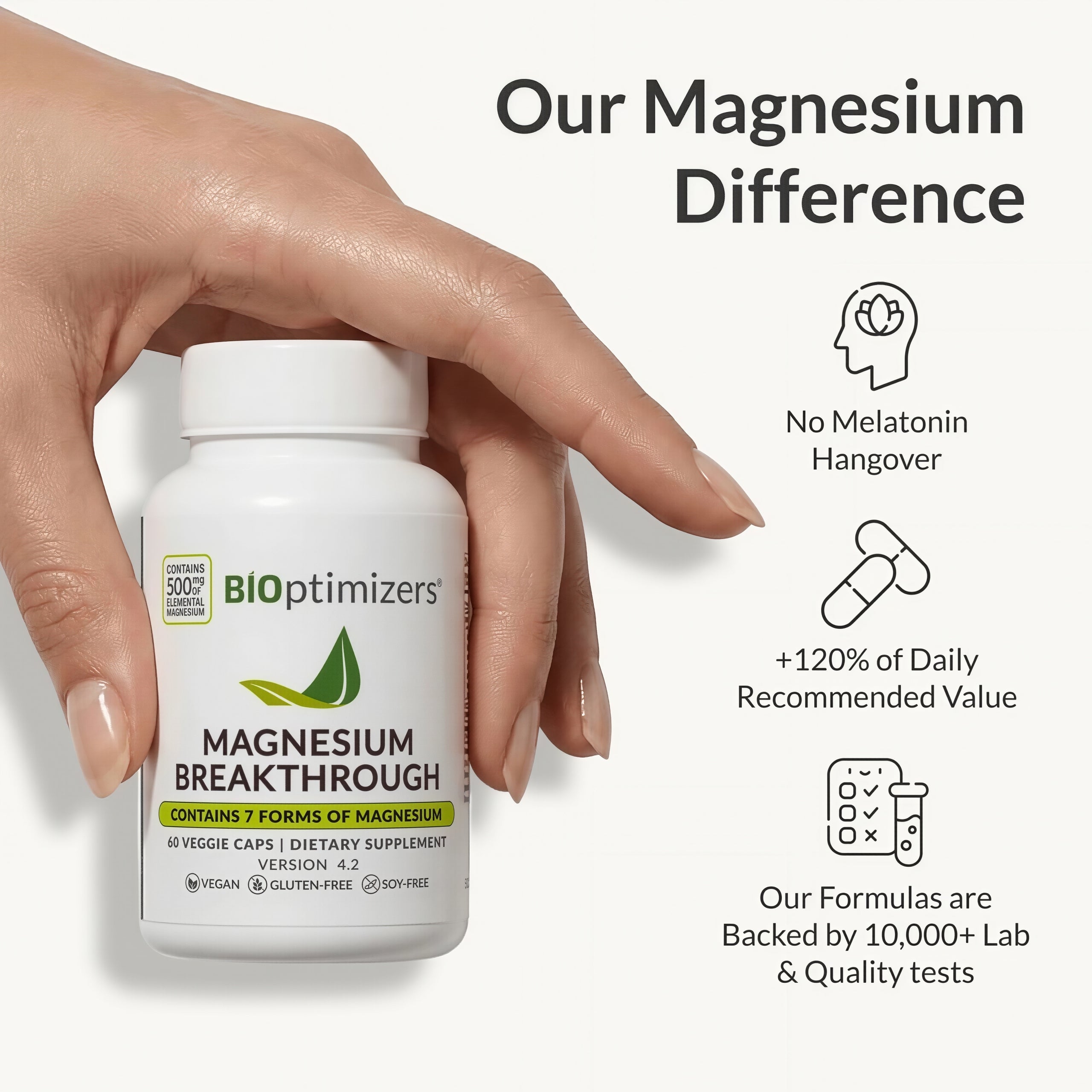BIOptimizers Magnesium Breakthrough Supplement Calming Vitamins 60 Capsules